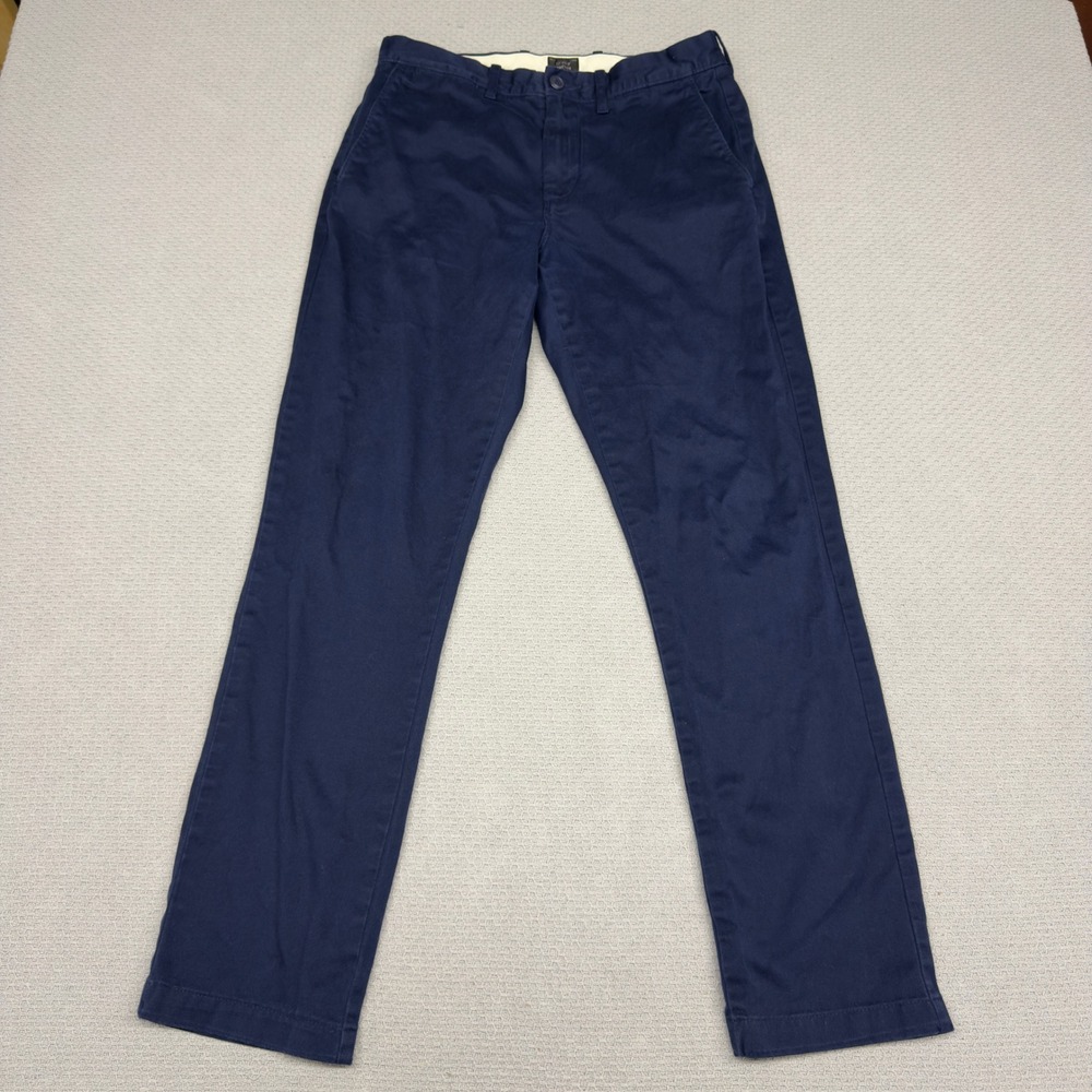 J Crew Pants Mens 29x32 Navy Blue Slim Fit Stretch Chino Cotton Blend Preppy